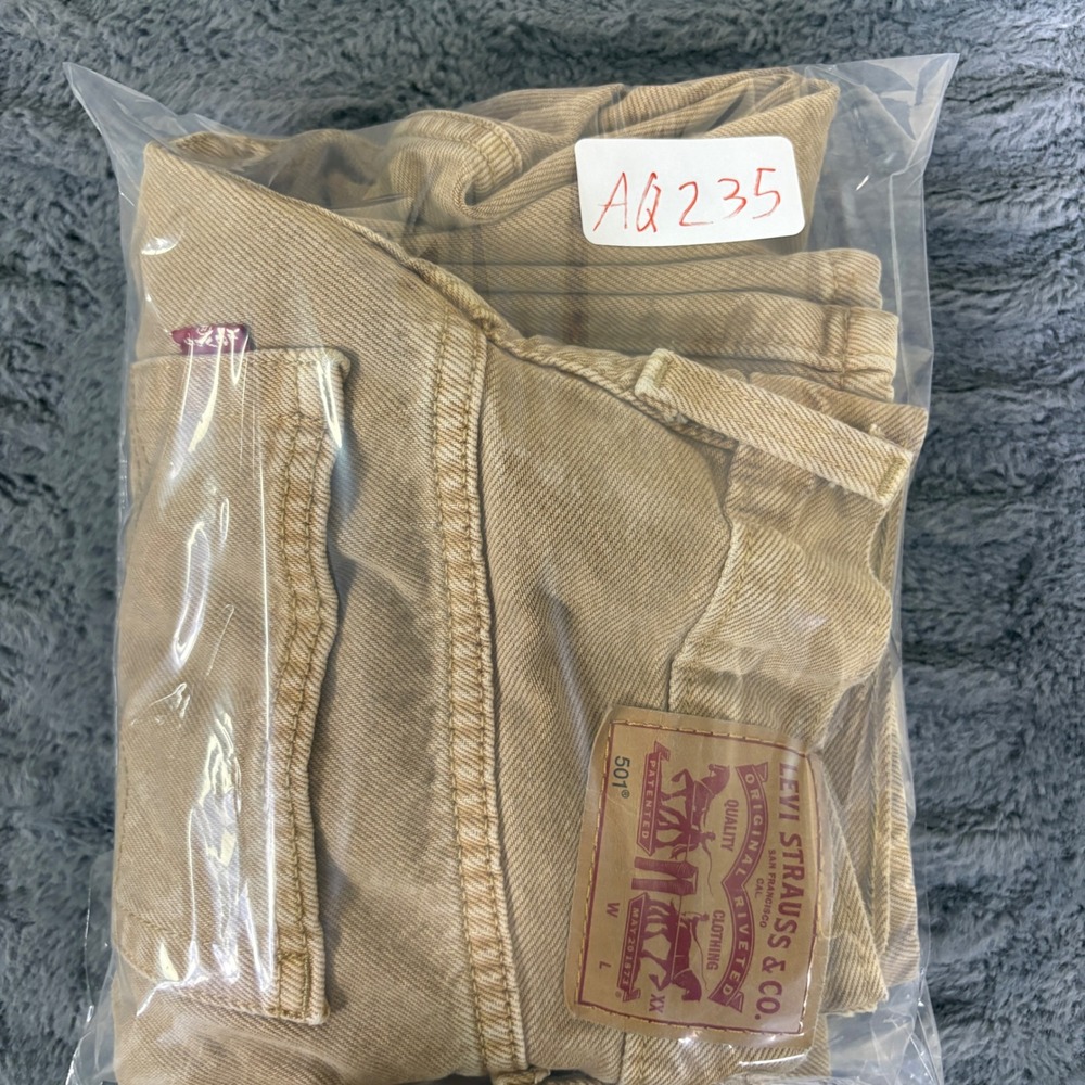 Levis 501 Original Fit Jeans Tan Khaki Denim Button Fly W25 L30 12501-0405 - Picture 8 of 8